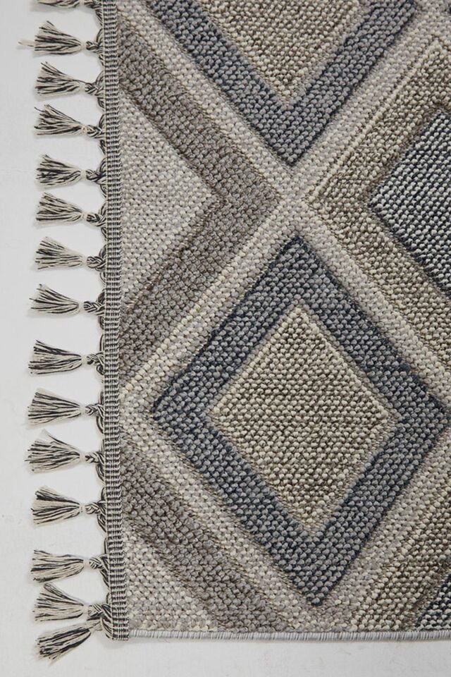 Dekorenti Bukle 1402 Gri - Geometrik Desenli Tozumaz Halı