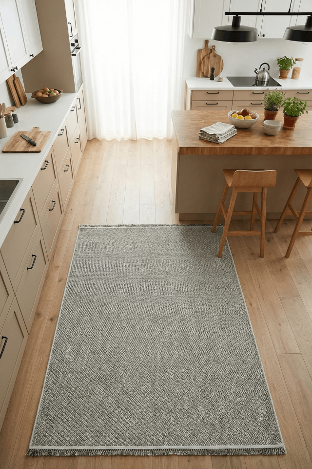 Dekorenti Vega 1461 Gri - Bohem Stil Örgü Saçaklı İskandinav Halı