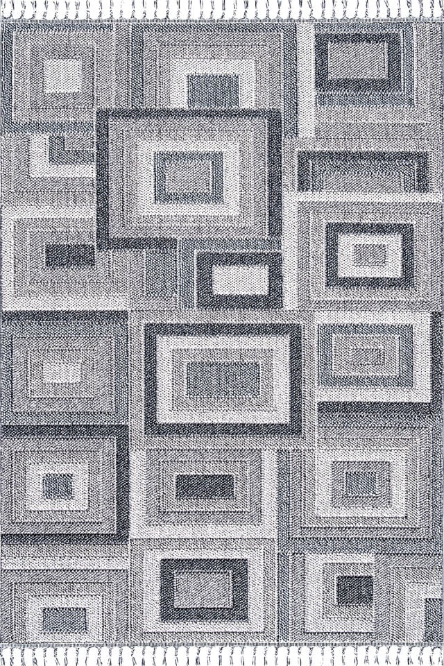 Dekorenti Bukle 1404 Gri - Geometrik Desenli Tozumaz Halı