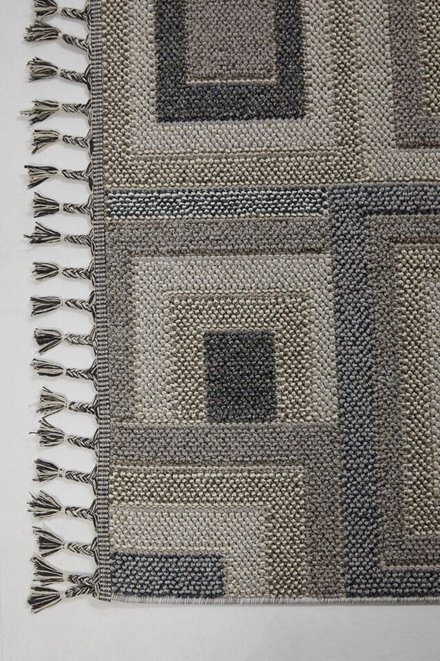 Dekorenti Bukle 1404 Gri - Geometrik Desenli Tozumaz Halı