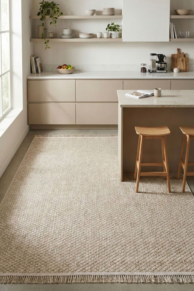 Dekorenti Vega 1462 Vizon - Bohem Stil Örgü Saçaklı İskandinav Halı