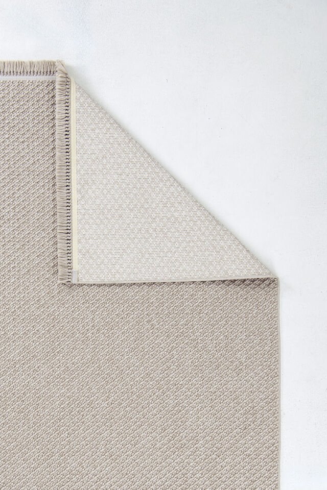 Dekorenti Vega 1462 Vizon - Bohem Stil Örgü Saçaklı İskandinav Halı