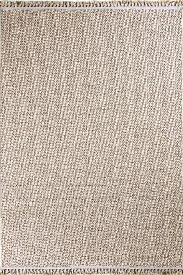 Vega 1462 Vizon - Polip İplik Bohem Stil Örgü Saçaklı İskandinav Halı 200x290