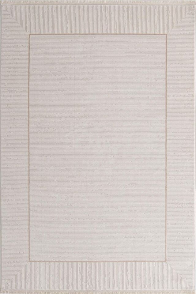 Romans London 9002 Krem Halı - Minimal Modern Viskon Akrilik Halı