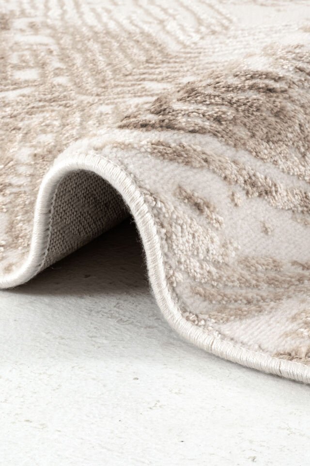 Enti Thema 9410 Bej - Etnik Geometrik Desenli Akrilik Halı