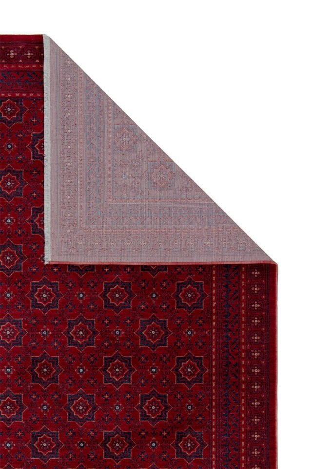 Ahlat 2304 Kırmızı Siyah Etnik Desenli Salon Oturma Odası Halısı
