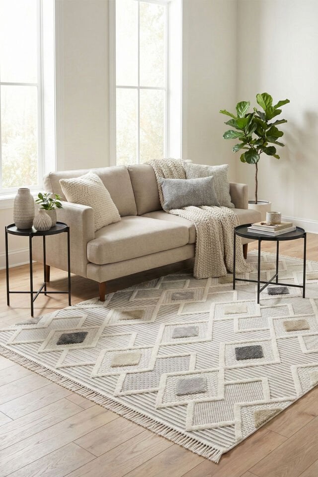 Dekorenti Bonn 8804 Gri Halı – Modern Geometrik Desenli Tozumaz Halı