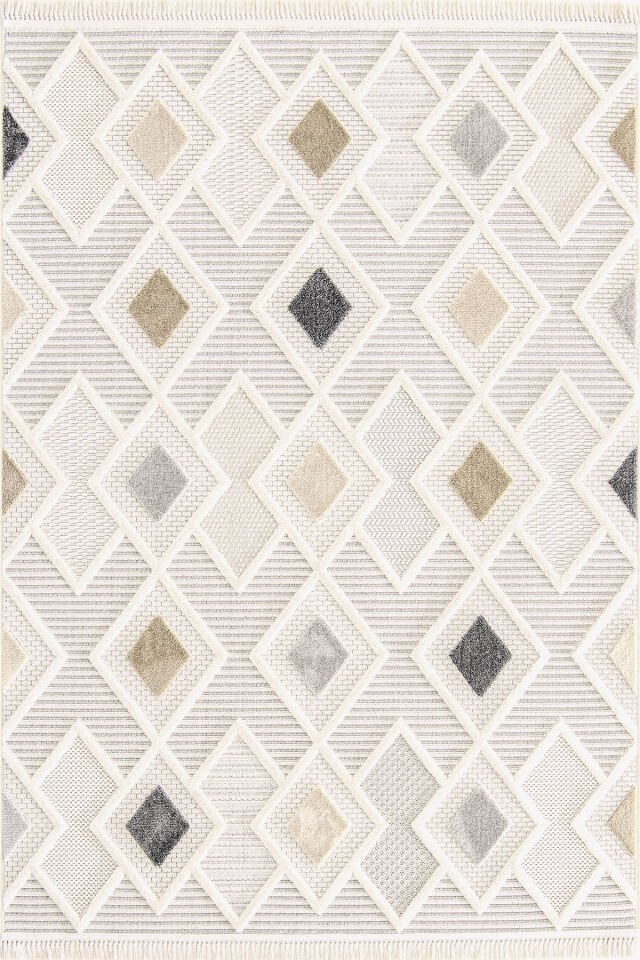 Bonn 8804 Gri Halı – Modern Geometrik Desenli Tozumaz Halı 200x290