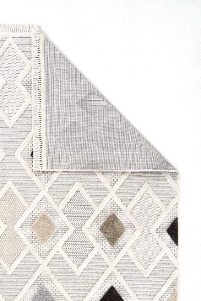 Bonn 8804 Gri Halı – Modern Geometrik Desenli Tozumaz Halı 200x290