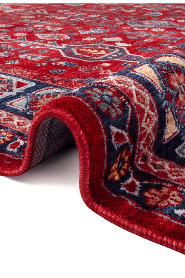 Ahlat 2306 Kırmızı Lacivert Etnik Desenli Salon Oturma Odası Halısı