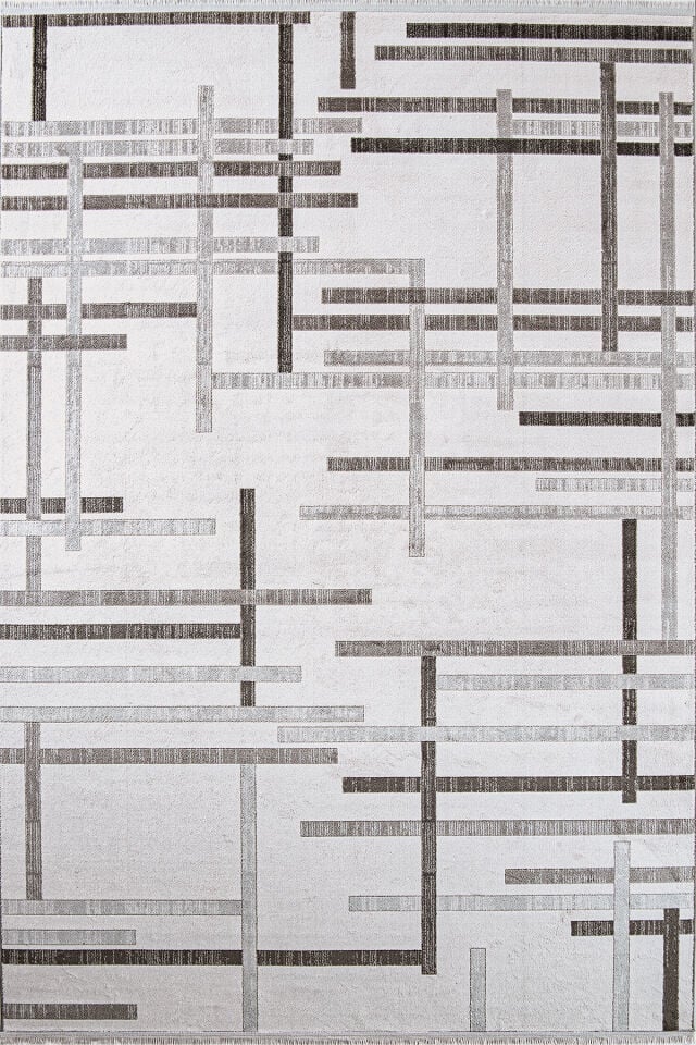 Enti Thema 9412 Gri - Modern Çizgisel Geçişli Akrilik Halı