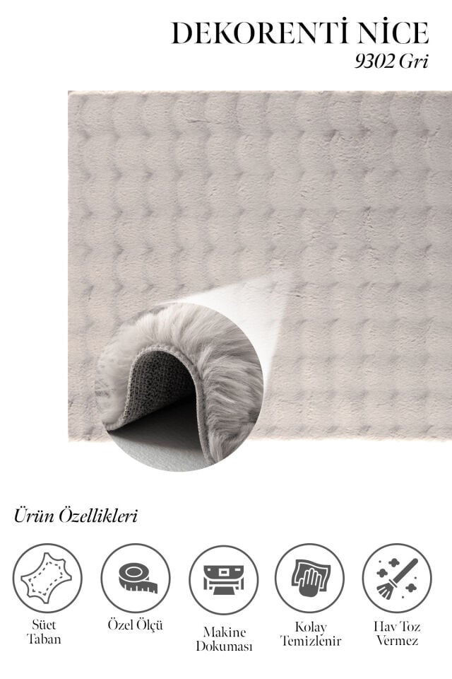 Nice 9302 Gri - Modern Dalga Desenli Gri Halı ile Sade Şıklık