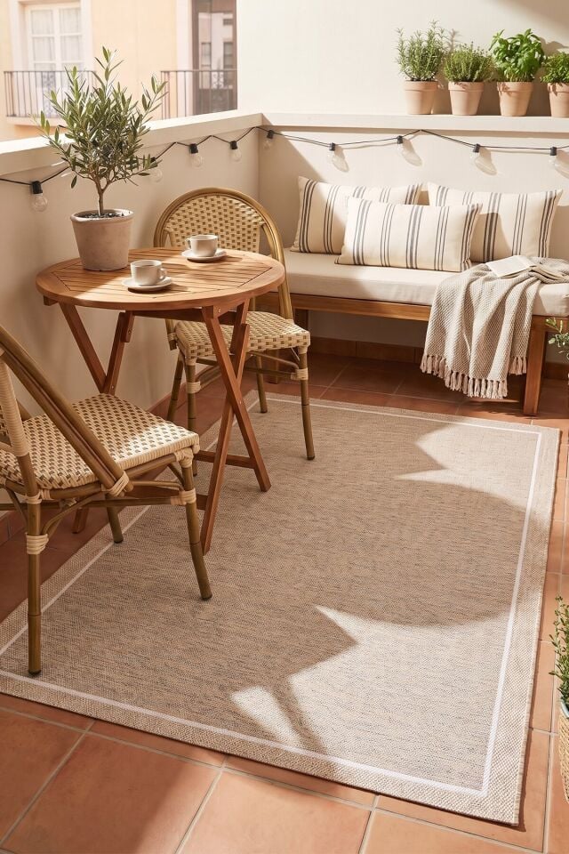 Dekorenti Siena 3703 Bej Sisal Halı – Çerçeveli Mutfak Halısı