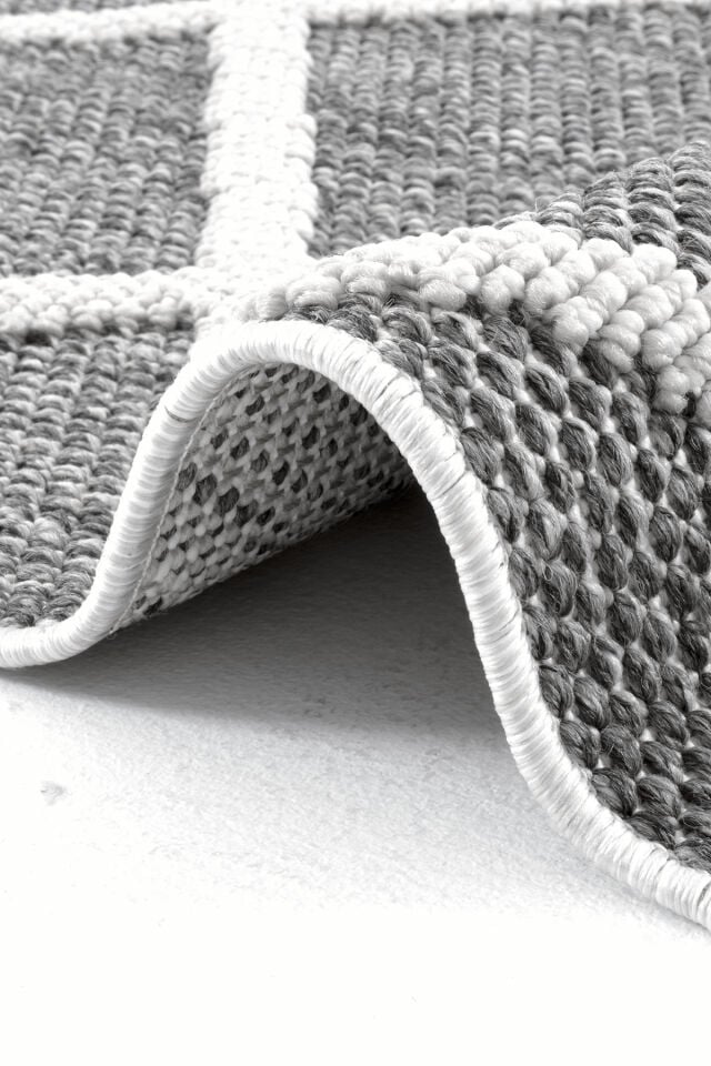 Dekorenti Bukle 1409 Gri - Geometrik Desenli İskandinav Halı