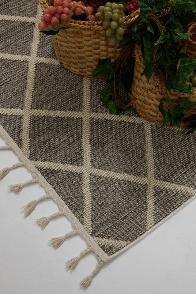 Dekorenti Bukle 1409 Gri - Geometrik Desenli İskandinav Halı