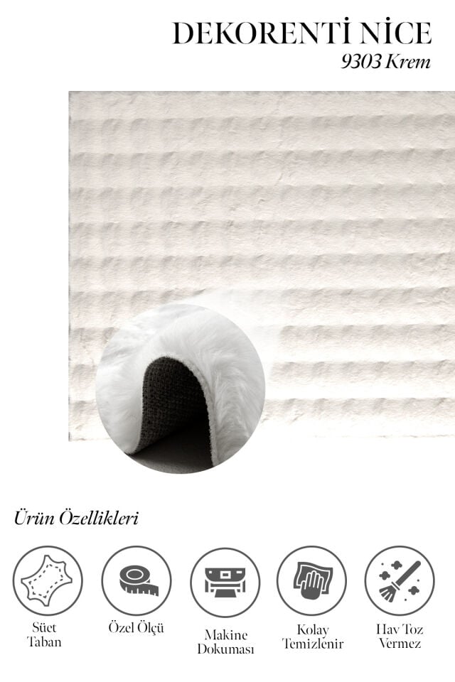 Nice 9303 Krem - Işıltılı Krem Tonuyla Modern Halı Tasarımı