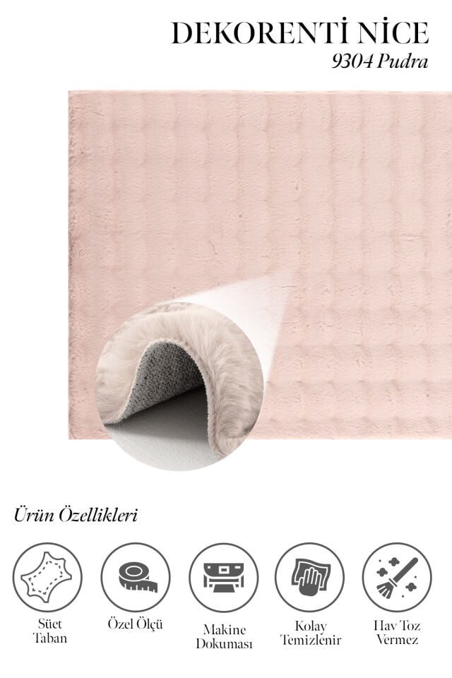 Nice 9304 Pudra - Pudra Renkli Yumuşak Dokulu Genç Odası Halısı