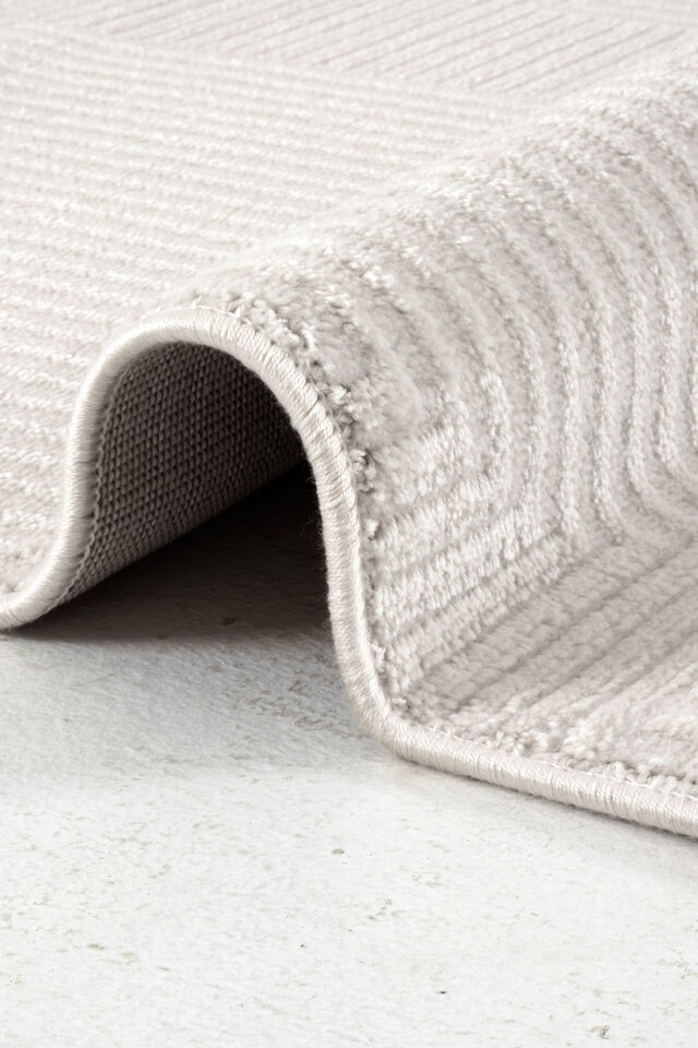 Enti Thema 9413 Beyaz - Modern Tarzda Zarif Dokulu Akrilik Halı