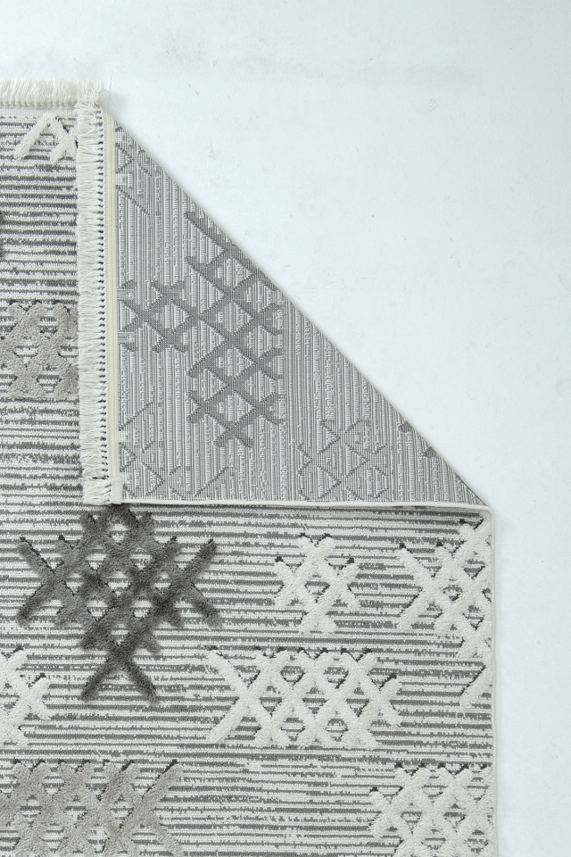 Dekorenti Step 2205 Gri - Etnik Desenli Yumuşak Tozumaz Halı
