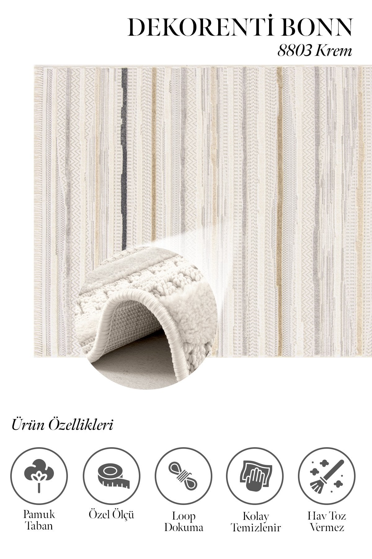 Dekorenti Bonn 8803 Bej Halı – Modern Geometrik Desenli Tozumaz Halı