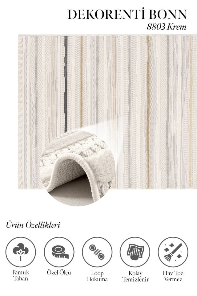 Dekorenti Bonn 8803 Bej Halı – Modern Geometrik Desenli Tozumaz Halı