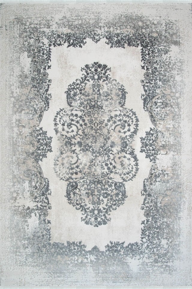 Romans Sembol 2901 Gri Halı - Akrilik Pamuk Taban Modern Salon Halısı