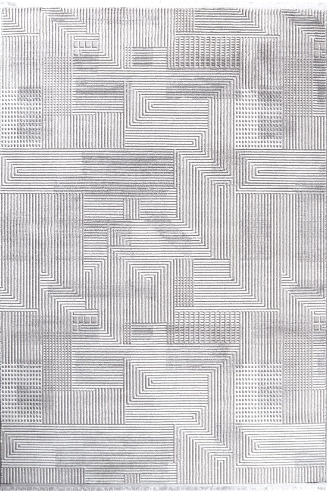 Enti Thema 9414 Gri - Modern Geometrik Çizgili Akrilik Halı