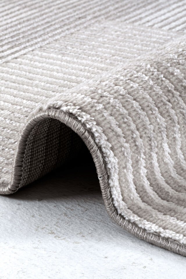 Enti Thema 9414 Gri - Modern Geometrik Çizgili Akrilik Halı