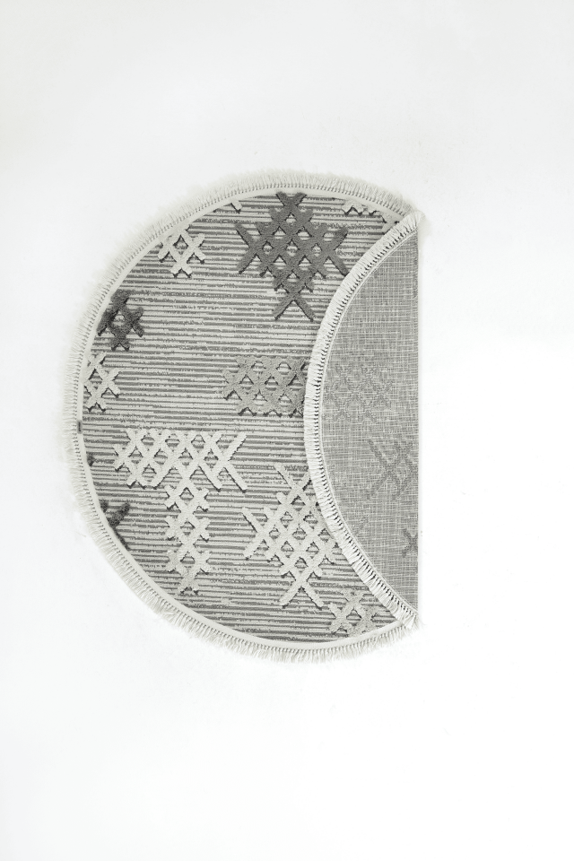 Dekorenti Step 2205 Gri Daire - Etnik Desenli Yumuşak Tozumaz Halı