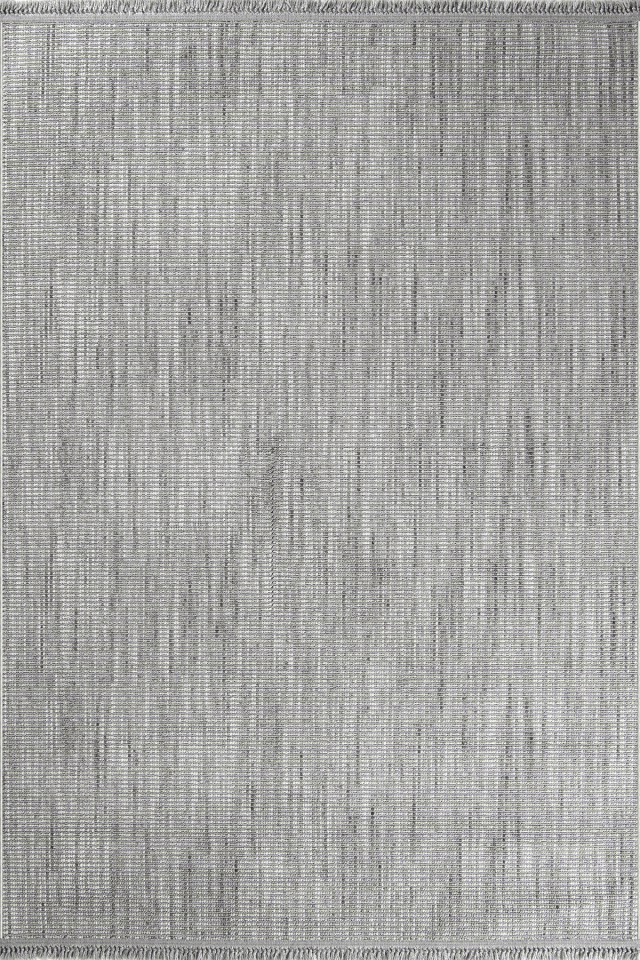 Dekorenti Piana 1105 Gri – Pamuk Tabanlı Örgü Saçaklı Modern Polyester Halı