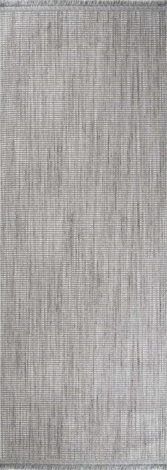 Piana 1105 Gri – Pamuk Tabanlı Örgü Saçaklı Modern Polyester Halı 200x290