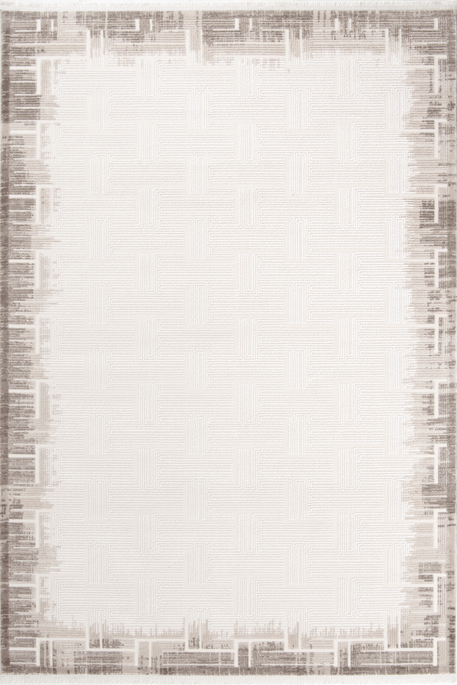Eliza Plus 3401 Kahve - Modern Çerçeve Desenli Akrilik Halı 160x230