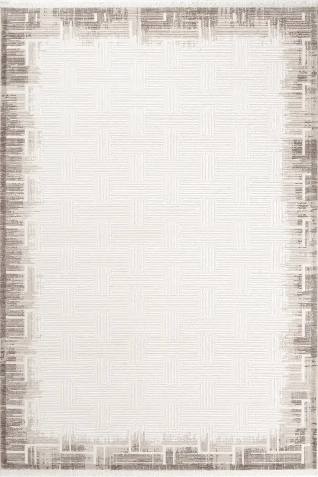 Enti Eliza Plus 3401 Kahve - Modern Çerçeve Desenli Akrilik Halı