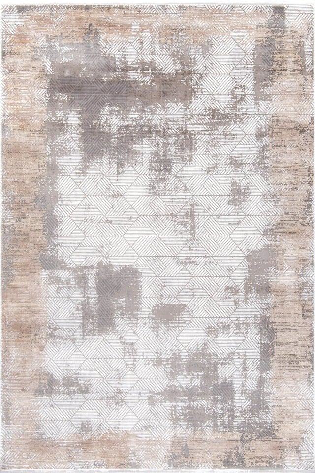 Romans Naturel 1708 Gri Vizon - Geometrik Desenli Çerçeveli Halı