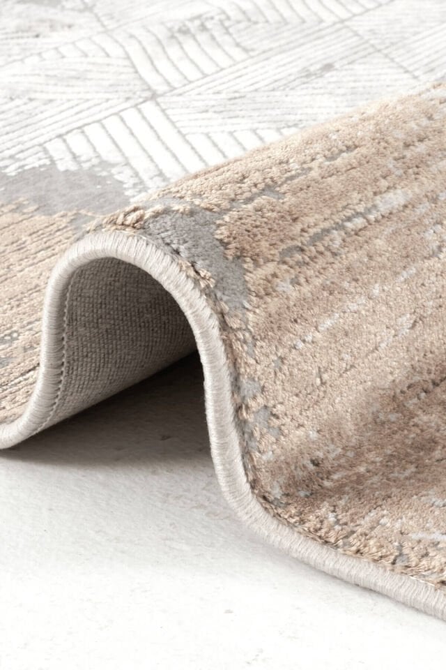 Romans Naturel 1708 Gri Vizon - Geometrik Desenli Çerçeveli Halı