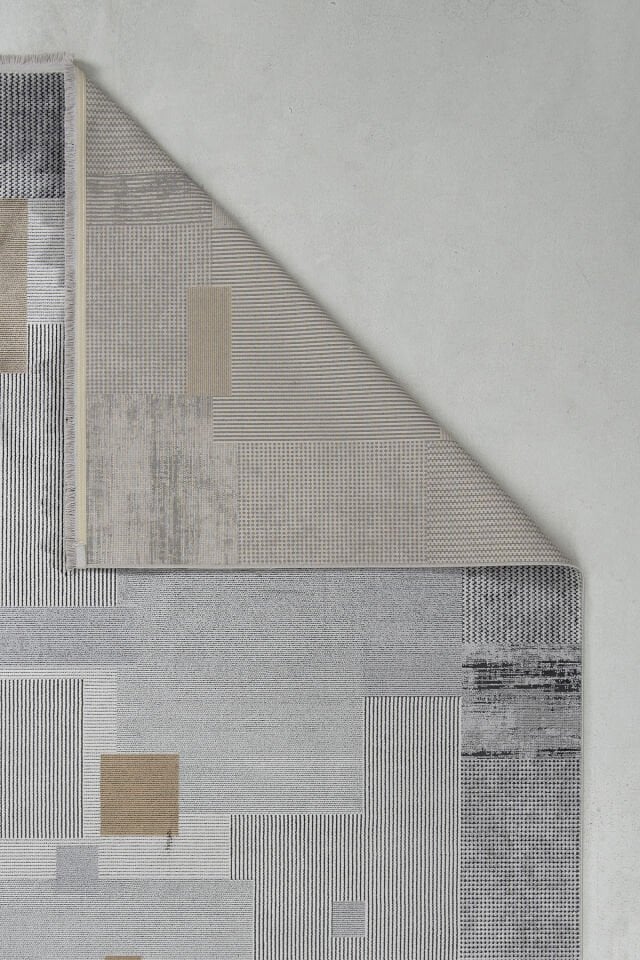 Romans Naturel 1709 Gri Sarı - Patchwork Geometrik Modern Halı