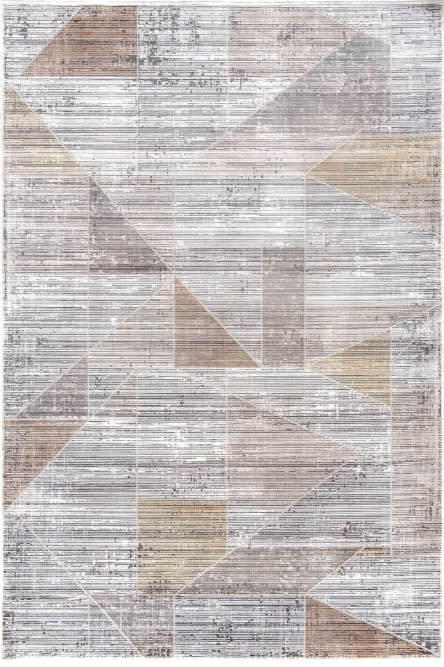 Romans Naturel 1710 Gri Sarı - Geometrik Çizgili Modern Halı