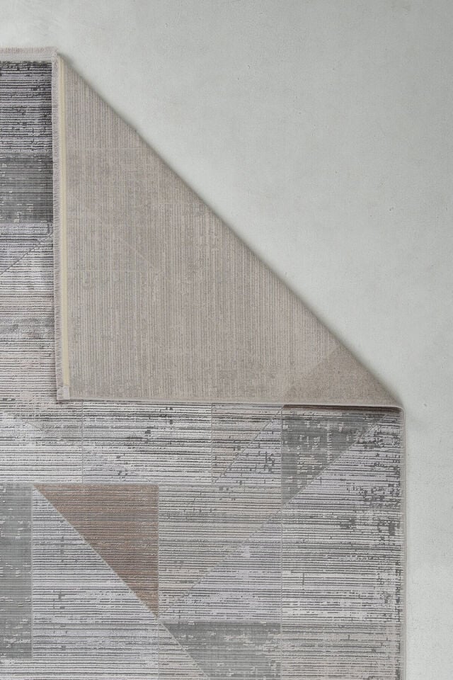 Romans Naturel 1710 Gri Sarı - Geometrik Çizgili Modern Halı