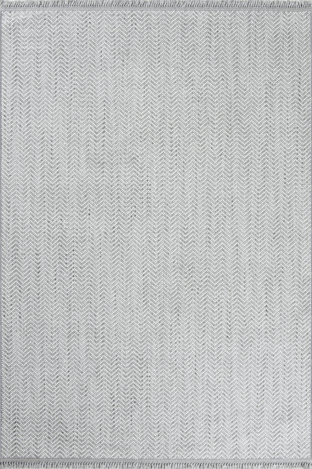 Piana 1109 Gri – Pamuk Tabanlı Örgü Saçaklı Modern Polyester Halı 200x290