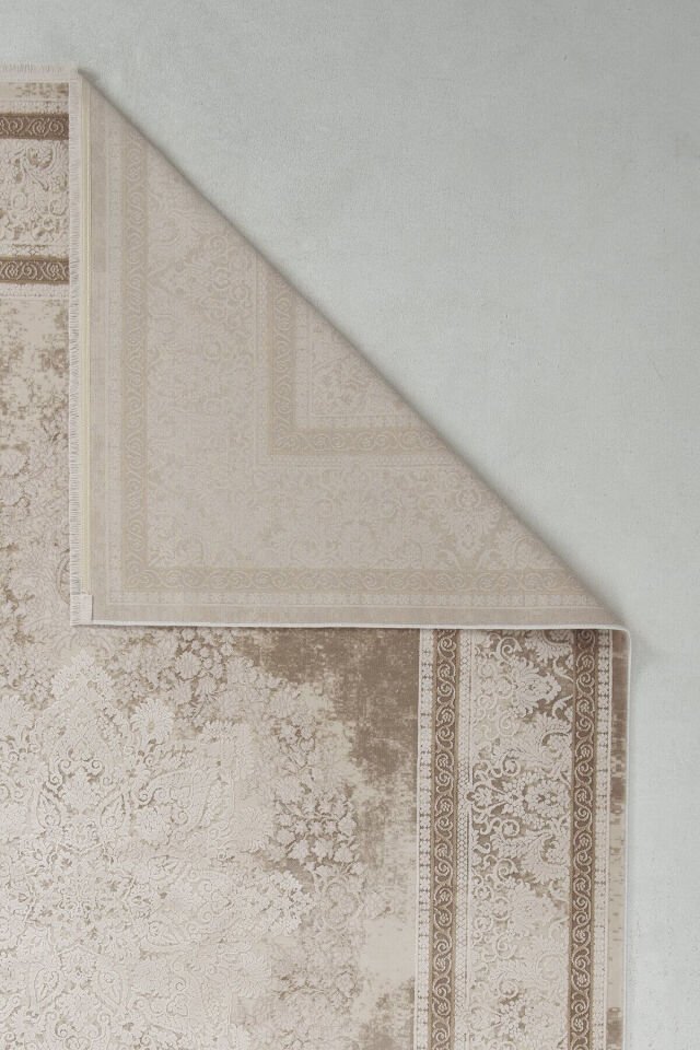 Romans Naturel 1712 Kahverengi - Klasik Çerçeve Desenli Premium Halı