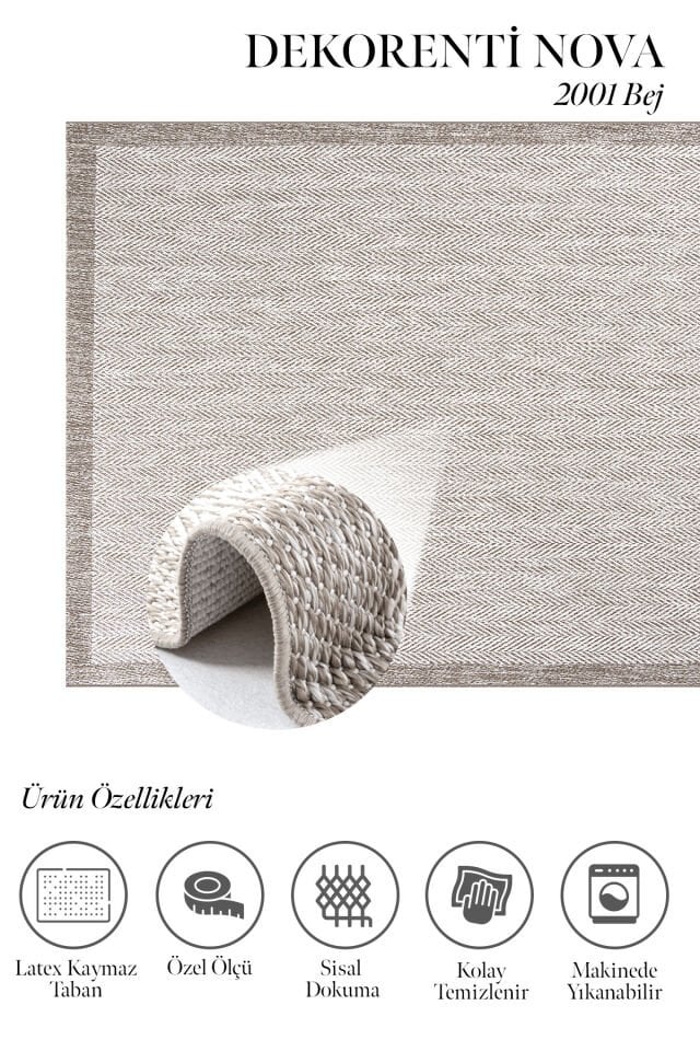 Dekorenti Nova 2001 Bej - Kaymaz Leke Tutmaz Kolay Temizlenir Halı