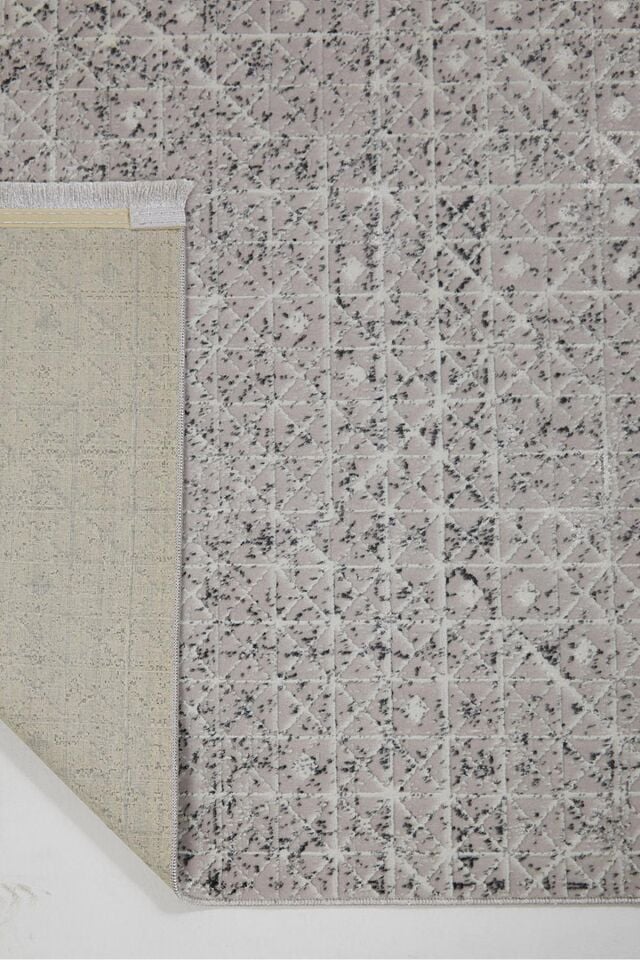 Dekorenti Sateen 6403 Gri - Nostaljik Detaylı Açık Gri Halı