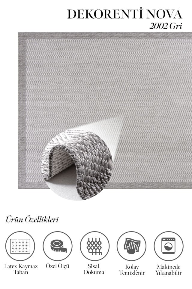 Dekorenti Nova 2002 Gri - Kaymaz Leke Tutmaz Kolay Temizlenir Halı