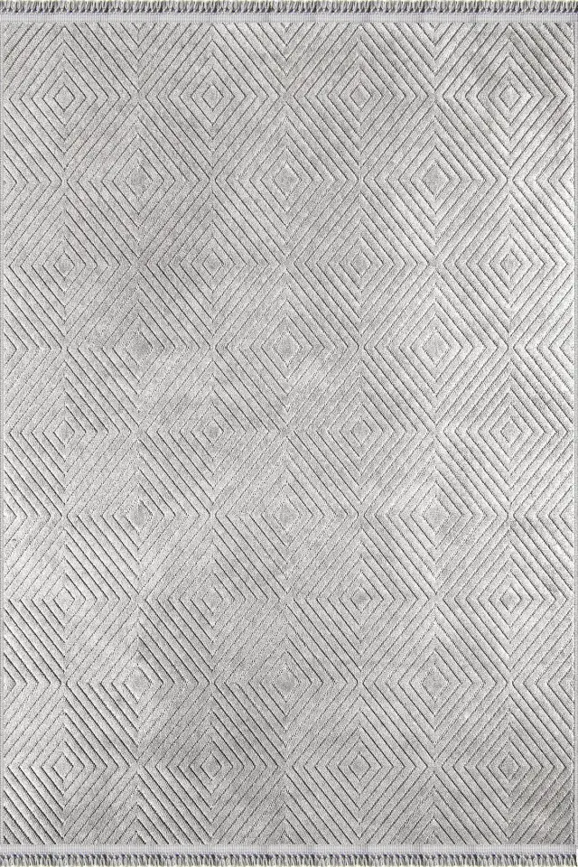 Dekorenti Prag 9206 Koyu Gri – Modern Örgü Saçaklı Yumuşak Tuşeli İskandinav Halı