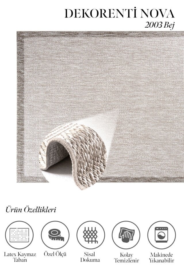 Dekorenti Nova 2003 Bej - İnce Çizgili Kaymaz Latex Tabanlı