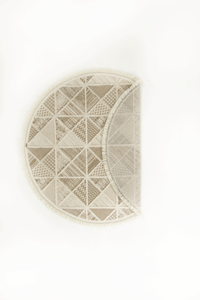 Step 2201 Krem Daire - Yumuşak Tozumaz  Dayanıklı Modern Halı 200x200