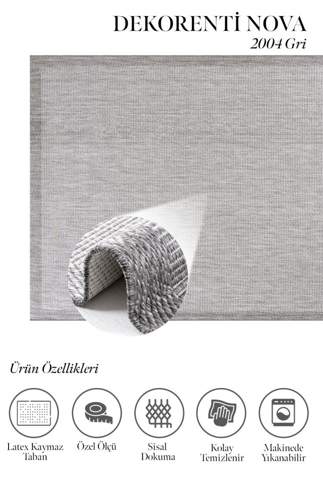 Dekorenti Nova 2004 Gri - İnce Çizgili Kaymaz Latex Tabanlı