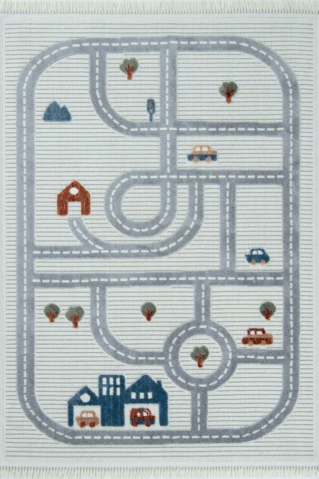 Binbirdesen Kids 1002 Multi - Şehir Yolu Desenli Çocuk Odası Halısı - 133x190