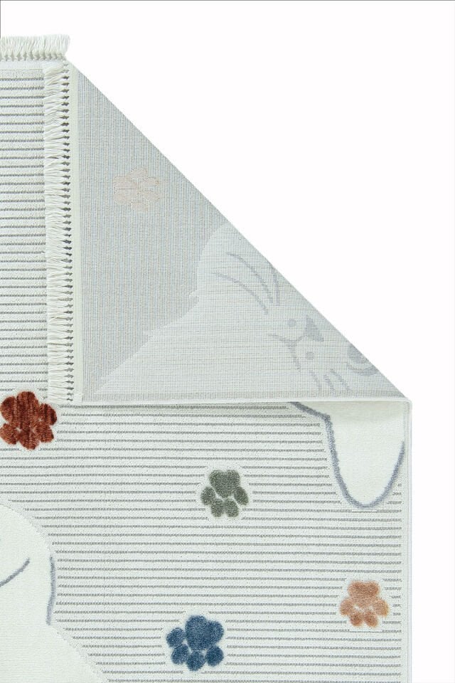 Binbirdesen Kids 1003 Multi - Kedi ve Pati Desenli Çocuk Odası Halısı - 133x190