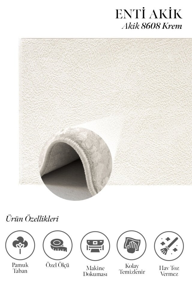 Enti Akik 8608 Krem - Modern Dokulu Akrilik Halı